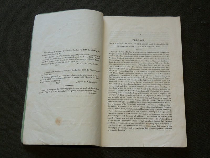 1843 MIDDLESEX COUNTY CONNECTICUT ASSOCIATION & CONSOCIATION RULES BOOK - J 6157