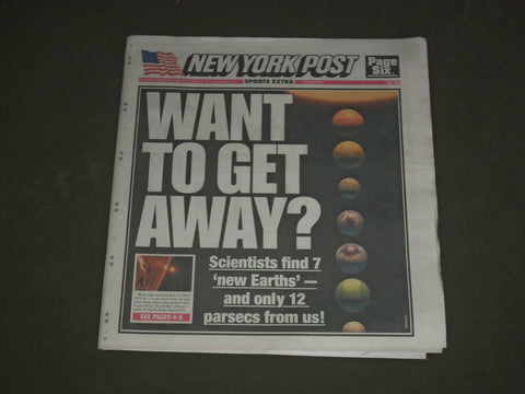 2017 FEBRUARY 23 NEW YORK POST NEWSPAPER - SCIENTISTS FIND 7 'NEW PLANET EARTHS'