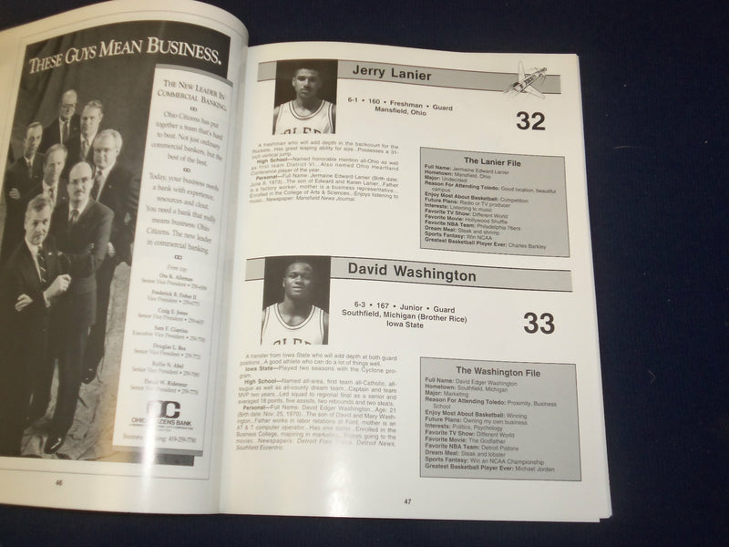 1992 JAN 2 & 15 TOLEDO UNIVERSITY ROCKETS BASKETBALL MAGAZINE - LOT OF 2- B 6479