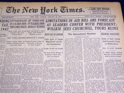 1941 JAN 28 NEW YORK TIMES - WILLKIE SEES CHURCHILL, TOURS RUINS - NT 1307