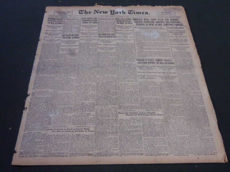 1923 NOVEMBER 5 NEW YORK TIMES - FRANCE IS NOW ALONE LIMITING PARLEY - NT 5867
