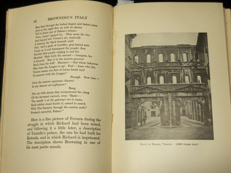 1907 BROWNING'S ITALY HARDCOVER BOOK BY HELEN ARCHIBALD CLARK - KD 9413