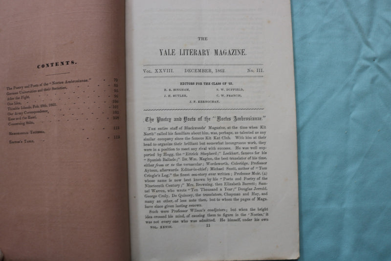 162-1863 YALE LITERARY MAGAZINE - LOT OF 2 - K 3284