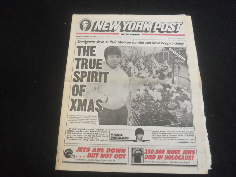 1991 DECEMBER 16 NEW YORK POST NEWSPAPER - IMMIGRANTS SLAVE FOR XMAS - NP 5873