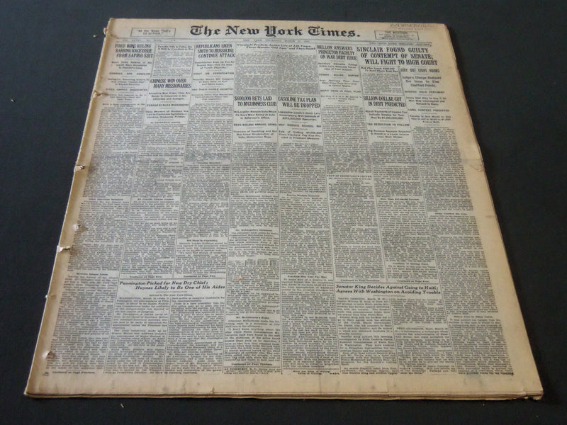 1927 MAR 17 NEW YORK TIMES SINCLAIR FOUND GUILTY OF CONTEMPT OF SENATE - NT 6397