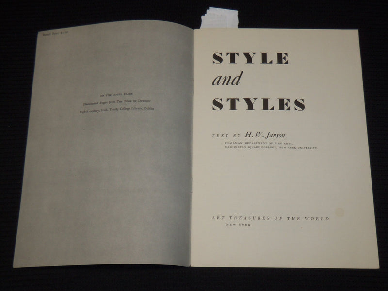 1953 STYLE AND STYLES HOW TO APPRECIATE ART BOOKLET BY H. W. JANSON - K 592