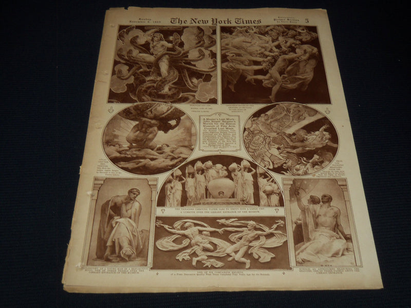 1925 NOVEMBER 8 NEW YORK TIMES PICTURE SECTION - SARGENT'S MURALS - NT 9489