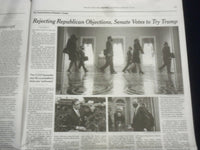 2021 FEBRUARY 10 NEW YORK TIMES - SENATE VOTES TO TRY TRUMP OVER CAPITOL RIOT