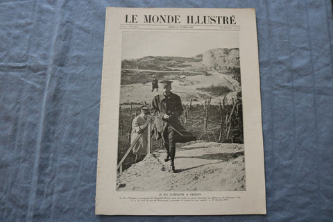 1919 OCT 19 LE MONDE ILLUSTRE MAGAZINE-LE ROI D'ESPAGNE A VERDUN -FRENCH-NP 8439