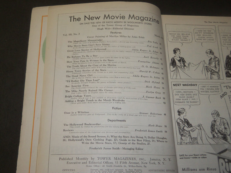 1931 MARCH THE NEW MOVIE MAGAZINE - MARILYN MILLER COVER - M 302
