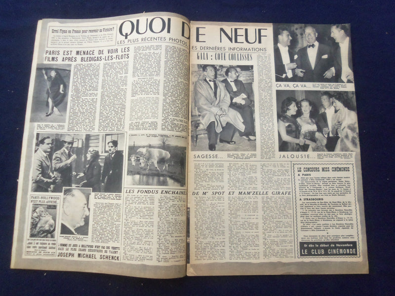 1948 OCT 26 CINEMONDE MAGAZINE - LINDA DARNELL COVER - FRENCH EDITION- SP 4867X