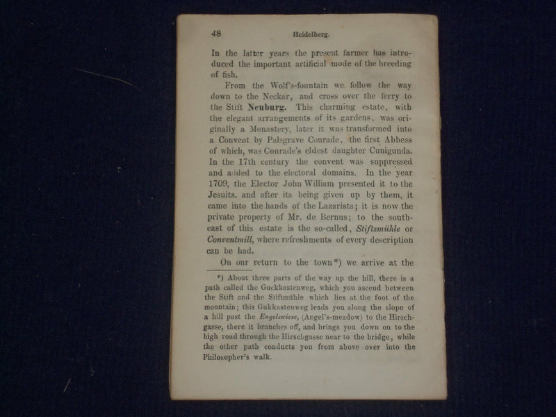 1870 GUIDE THROUGH HEIDELBERG AND ITS ENVIRONS WITH PLAN OF TOWN/CASTLE - J 4694