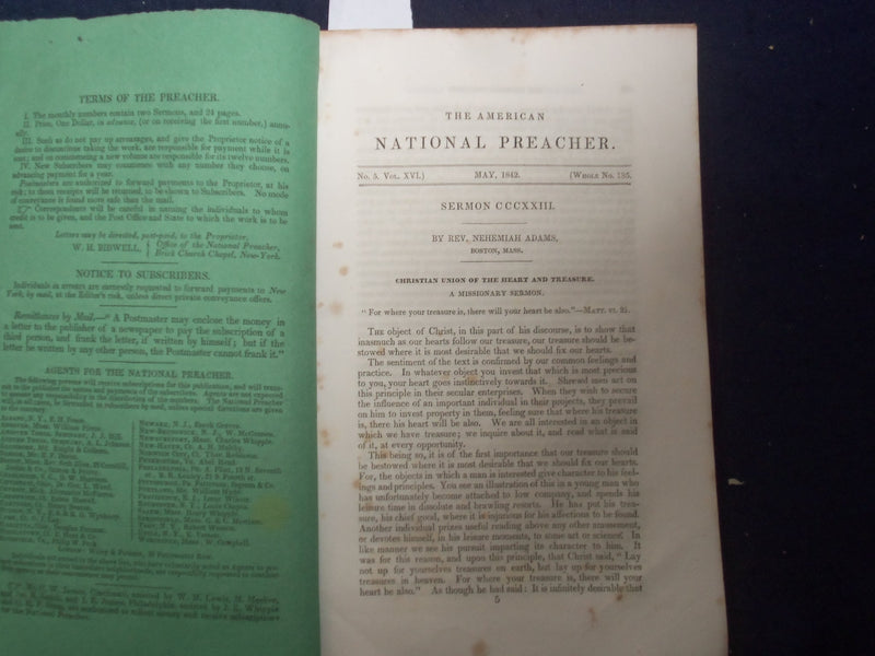 1842 THE AMERICAN NATIONAL PREACHER MONTHLY MAGAZINE - LOT OF 4 - J 9756