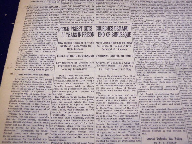 1937 APRIL 29 NEW YORK TIMES - BACHE GIVES ART COLLECTION TO STATE - NT 3449