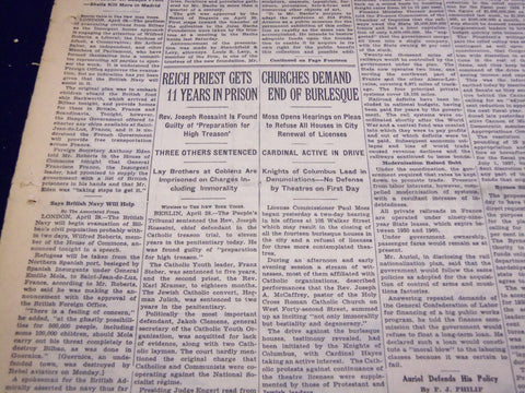 1937 APRIL 29 NEW YORK TIMES - BACHE GIVES ART COLLECTION TO STATE - NT 3449