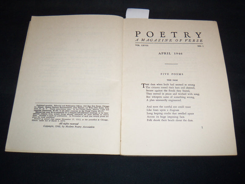 1946 APRIL POETRY A MAGAZINE OF VERSE - MODERN POETRY ASSOCIATION - J 8929