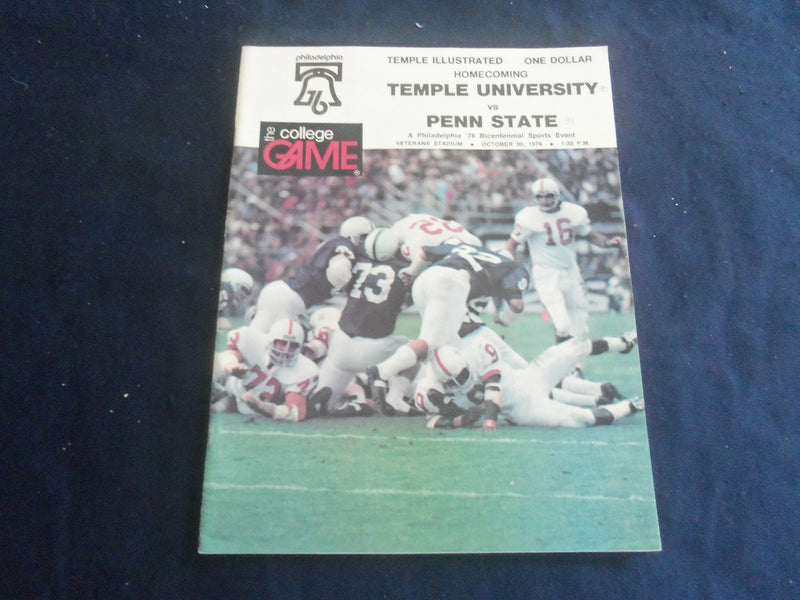 1976 OCT 30 COLLEGE GAME PROGRAM - TEMPLE UNIV VS PENN STATE- KLECKO - ST 6044B