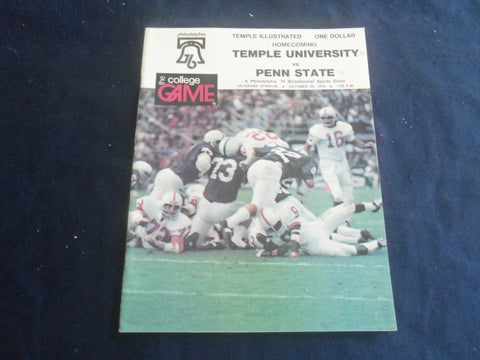 1976 OCT 30 COLLEGE GAME PROGRAM - TEMPLE UNIV VS PENN STATE- KLECKO - ST 6044B