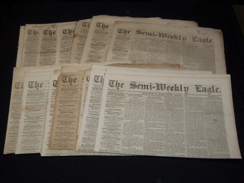 1849-1850 THE SEMI-WEEKLY EAGLE NEWSPAPERS LOT OF 19 - BRATTLEBORO VT- NP 3878D