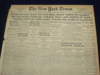 1918 AUGUST 15 NEW YORK TIMES - GERMANS FALL BACK NORTH OF ALBERT - NT 9194