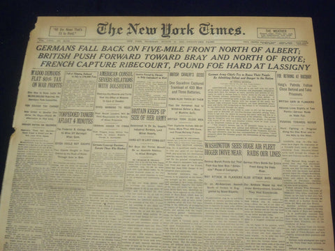 1918 AUGUST 15 NEW YORK TIMES - GERMANS FALL BACK NORTH OF ALBERT - NT 9194