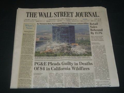 2020 JUNE 17 THE WALL STREET JOURNAL NEWSPAPER - RETAIL SALES REBOUND 17.7%