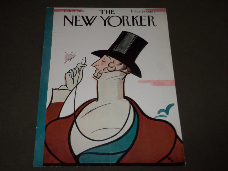 1964 FEBRUARY 22 NEW YORKER MAGAZINE FRONT COVER ONLY BY REA IRVIN - ART DECO