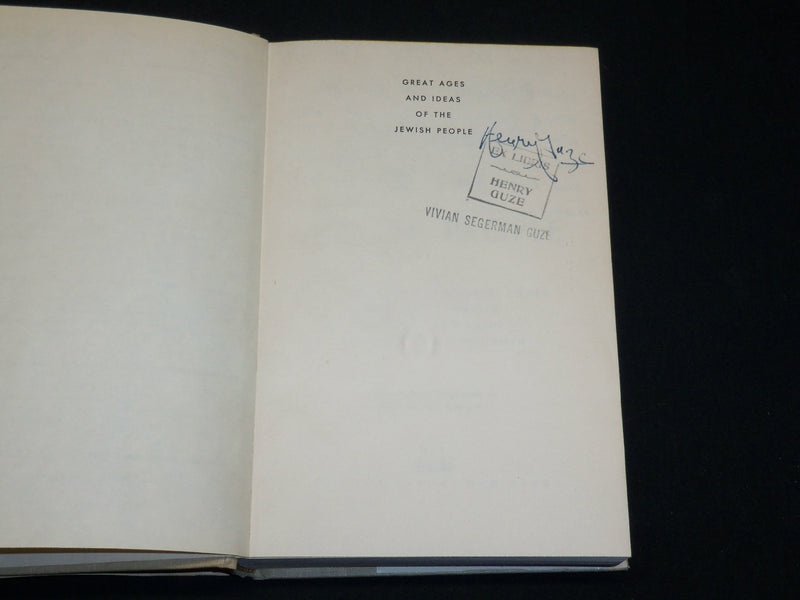 1956 GREAT AGES AND IDEAS OF THE JEWISH PEOPLE BOOK BY LEO W. SCHWARZ - KD 2762S