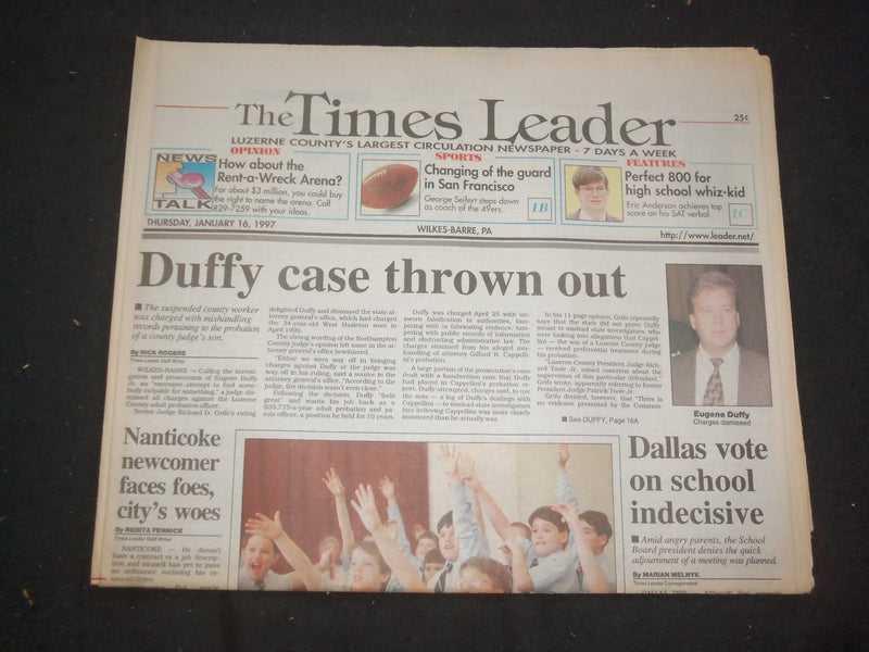 1997 JAN 16 WILKES-BARRE TIMES LEADER - EUGENE DUFFY CASE THROWN OUT - NP 7742