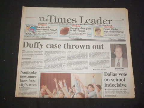 1997 JAN 16 WILKES-BARRE TIMES LEADER - EUGENE DUFFY CASE THROWN OUT - NP 7742