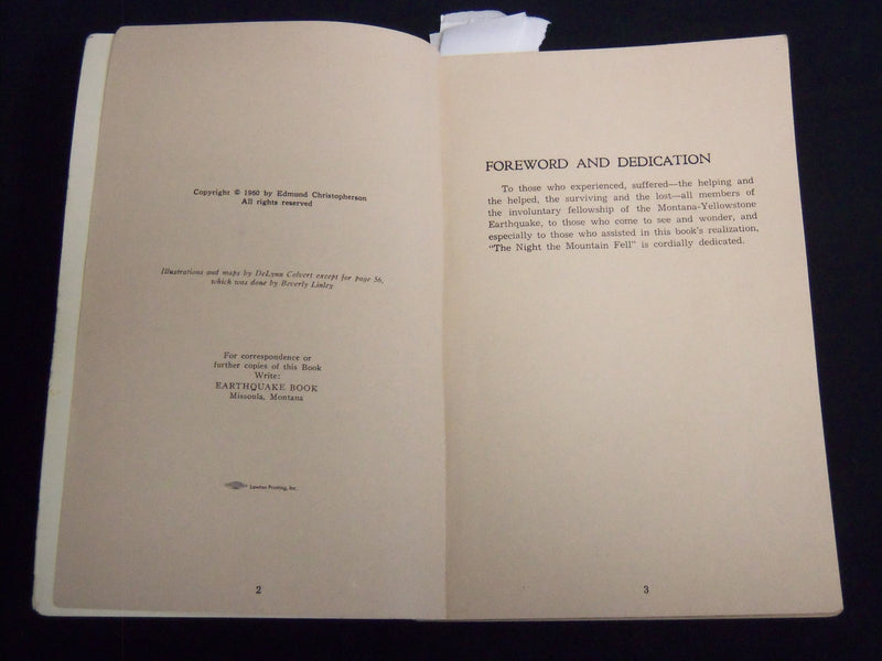 1960 STORY OF MONTANA - YELLOWSTONE EARTHQUAKE BY CHRISTOPHERSON - J 8726