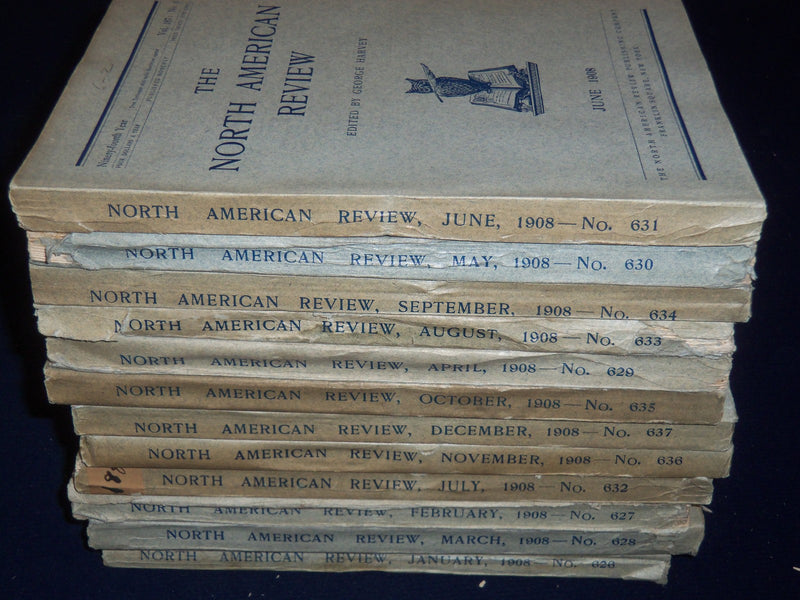 1908 NORTH AMERICAN REVIEW LOT OF 12 COMPLETE YEAR - STORIES/ARTICLES - WR 663
