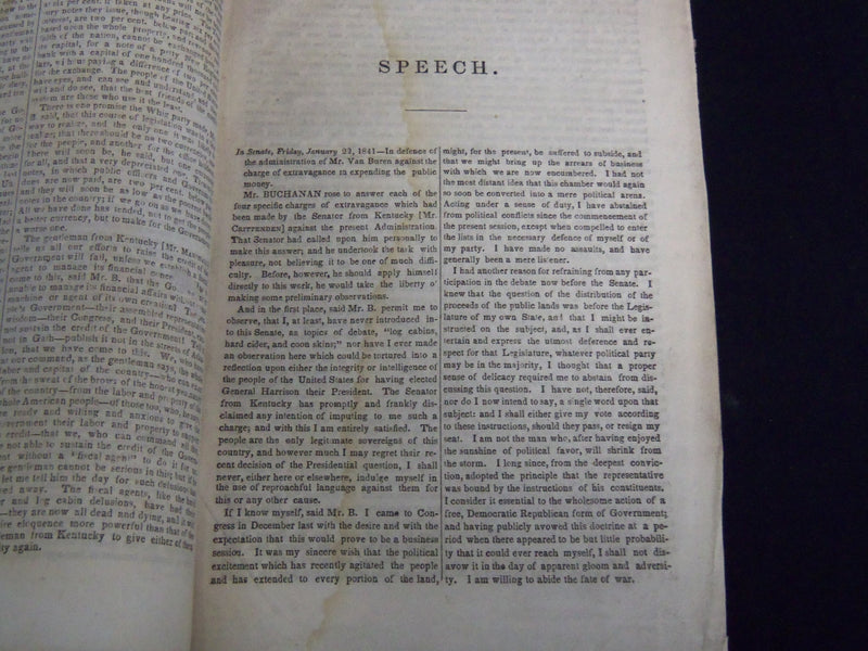 1840 MR. BUCHANAN OF PENNSYLVANIA SPEECH - VAN BUREN - PUBLIC MONEY - J 9003
