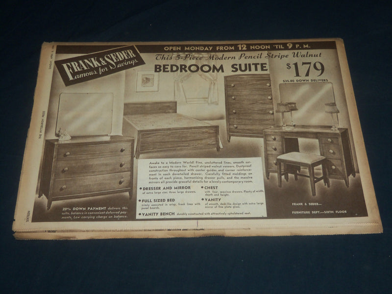 1945 APRIL 8 THE PITTSBURGH PRESS SUNDAY ROTO SECTION - JOYCE REYNOLDS - NP 4461