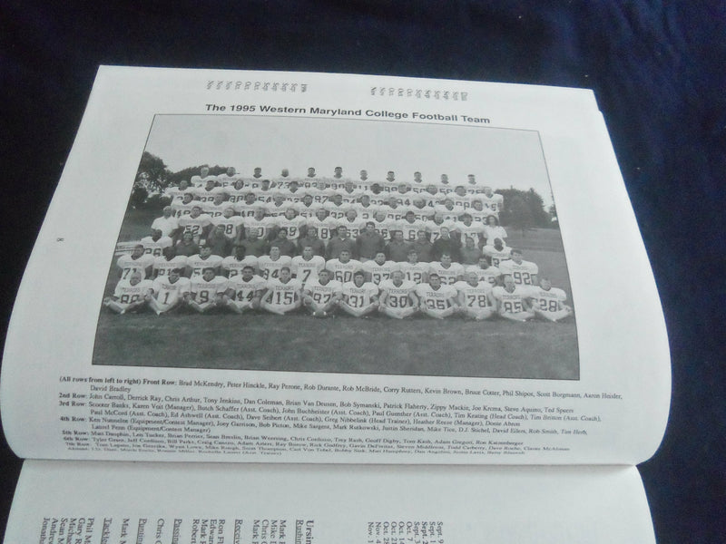 1995 SEP 23 FOOTBALL PROGRAM - WESTERN MARYLAND COLL VS URSINUS COLL - SP 1217F