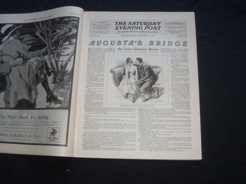 1916 FEBRUARY 19 THE SATURDAY EVENING POST MAGAZINE - ILLUSTRATED COVER - SP 721