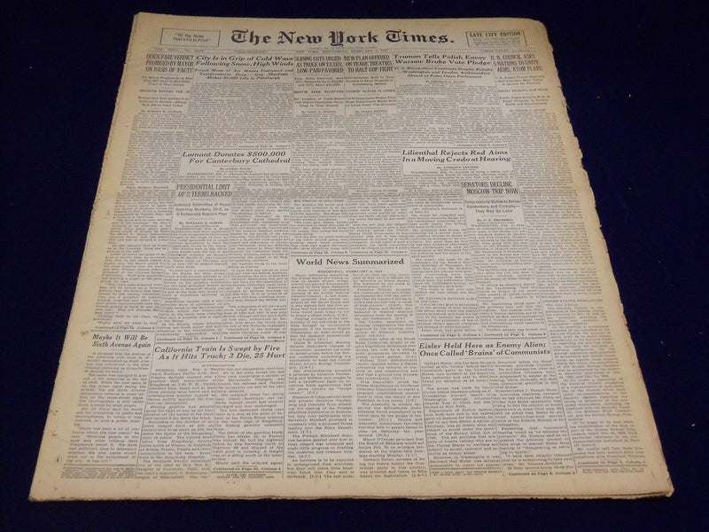 1947 FEBRUARY 5 NEW YORK TIMES - GRAZIANO FATE STILL UNDECIDED - NT 3288