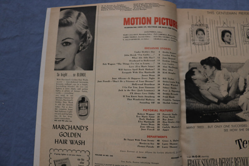 1955 DECEMBER MOTION PICTURE MAGAZINE - JUNE ALLYSON COVER - ST 1002X