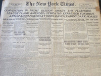 1920 JULY 2 NEW YORK TIMES - CONVENTION NIGHT SESSION AWAITS PLATFORM - NT 6501