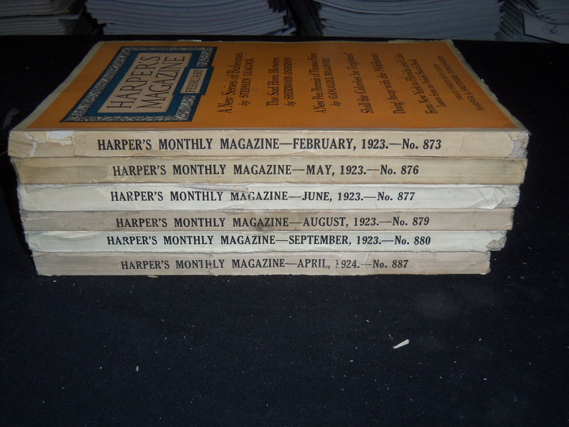 1923-24 HARPER'S MONTHLY MAGAZINE LOT 6 ISSUES-NICE ILLUSTRATIONS & ADS-WR 1437