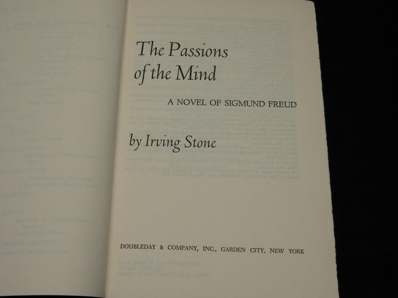 1971 THE PASSIONS OF THE MIND BOOK INSCRIBED BY IRVING STONE - BOOK CLUB - D 511
