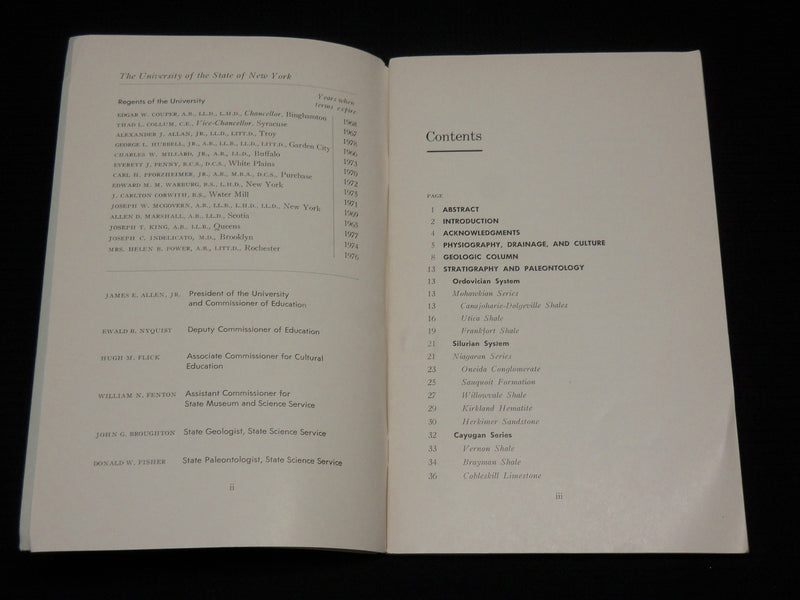 1964 STRATIGRAPHY & PALEONTOLOGY OF RICHFIELD SPRINGS BOOK - MAPS - J 7052