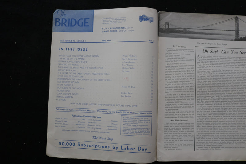 1936 JUNE THE BRIDGE MAGAZINE - WOMAN SALUTING COVER - E 10533