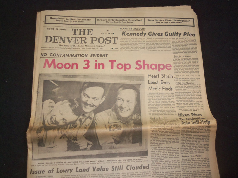 1969 JULY 25 DENVER POST NEWSPAPER -MOON 3 IN TOP SHAPE-KENNEDY GUILTY - NP 8056
