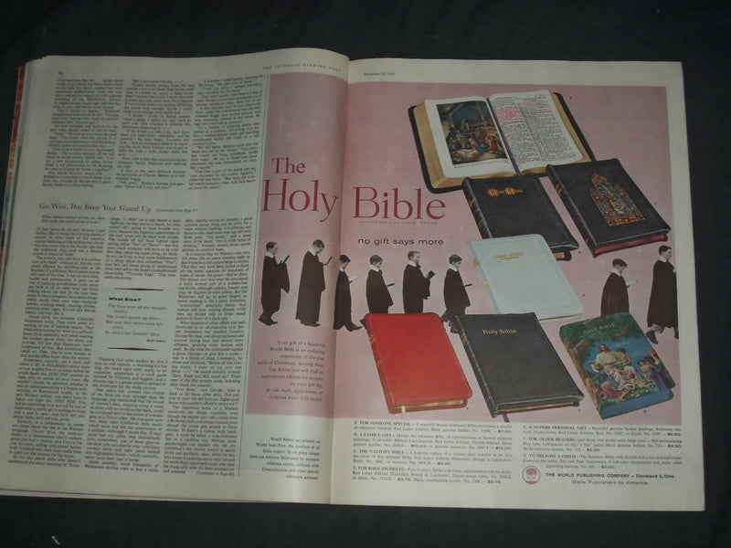 1958 NOVEMBER 29 THE SATURDAY EVENING POST MAGAZINE- ILLUSTRATED COVER- SP 2481L