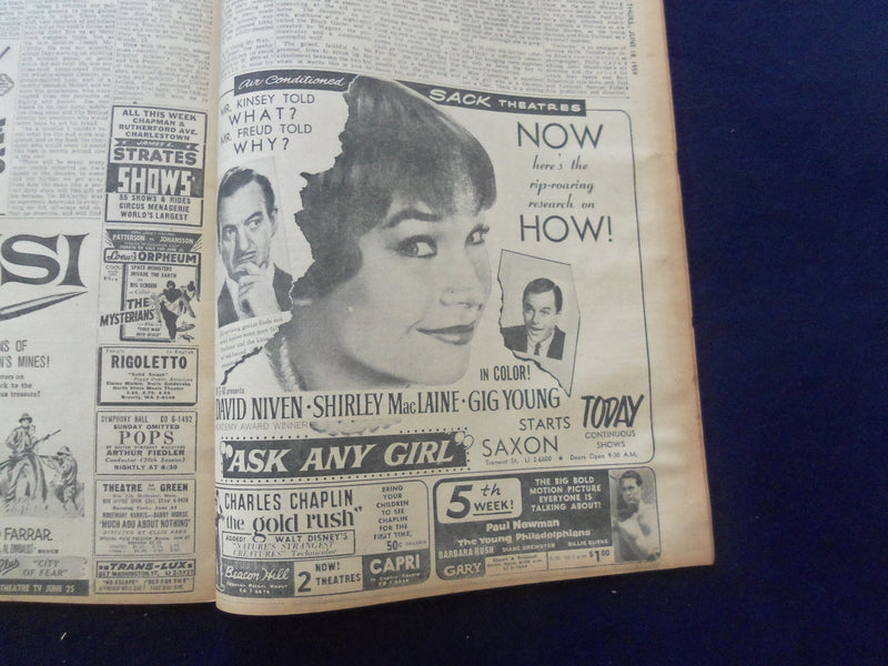 1959 JUNE 18 BOSTON AMERICAN NEWSPAPER - ETHEL BARRYMORE DIES AT 79 - NP 6222