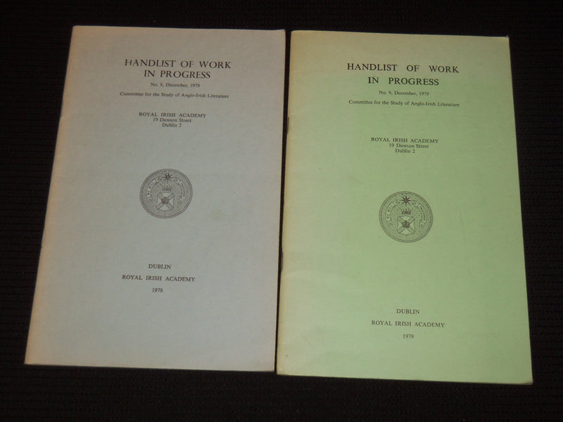 1978-1979 HANDLIST OF WORK IN PROGRESS LOT OF 2 - ROYAL IRISH ACADEMY - J 8048