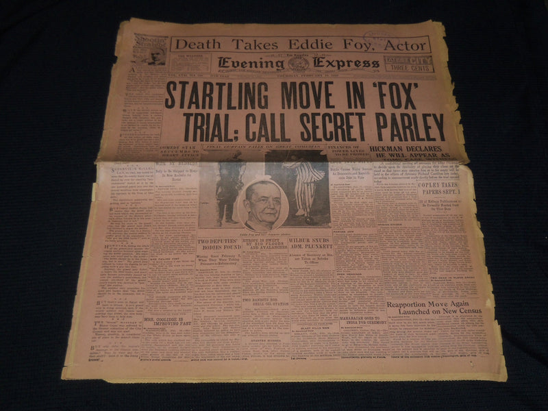 1928 FEBRUARY 16 LOS ANGELES EVENING EXPRESS NEWSPAPER EDDIE FOY DEAD - NP 748