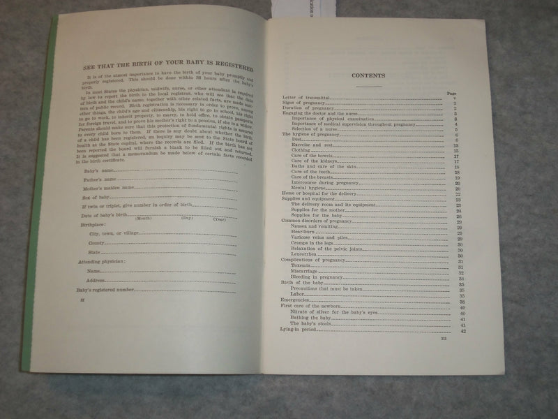1938 PRENATAL CARE - CHILDREN'S BUREAU PUBLICATION NO. 4 - J 6280
