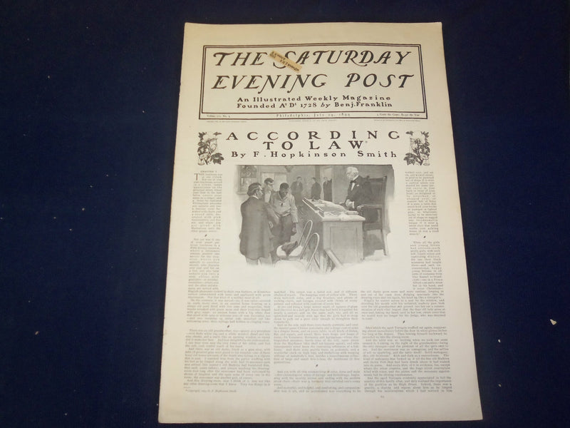 1899 JULY 29 THE SATURDAY EVENING POST MAGAZINE - ACCORDING TO LAW - B 6711